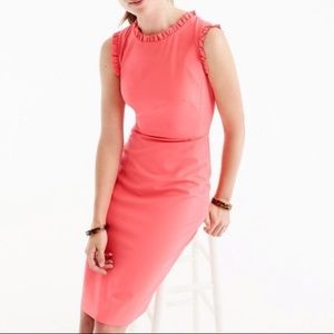 J Crew Ruffle Dress Red Sheath 6